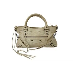 BALENCIAGA The First Shoulder Bag White Leather Handbag